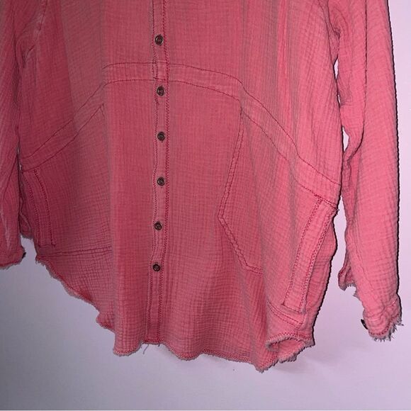 Free People We the Free Size XS Cotton Summer Daydream Button Up Top Boho Beach - Picture 4 of 10